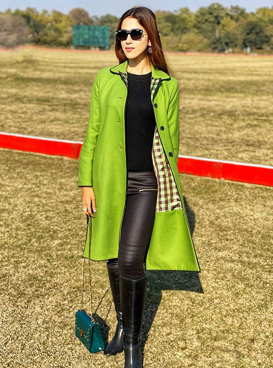Green wool trench coat outlet