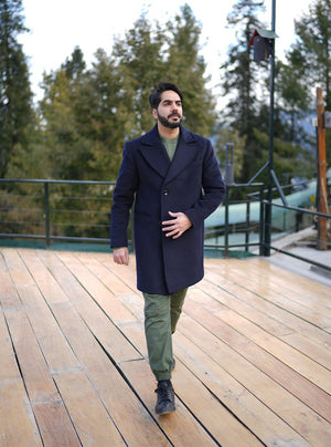 Cordial Blue Wool Coat Men