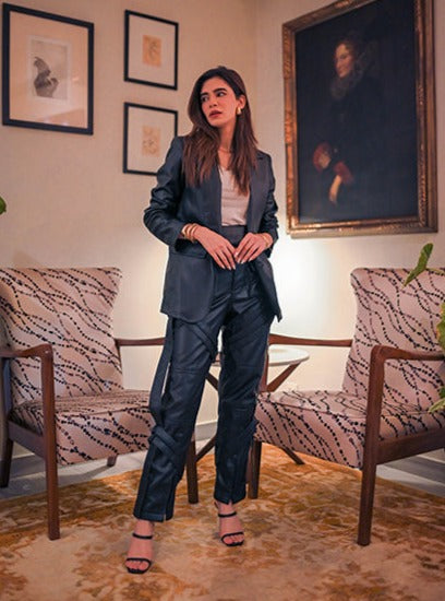 Faux leather suit