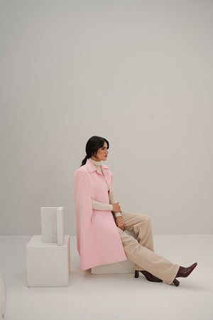 Fixation - Cameo Pink Wool Cape