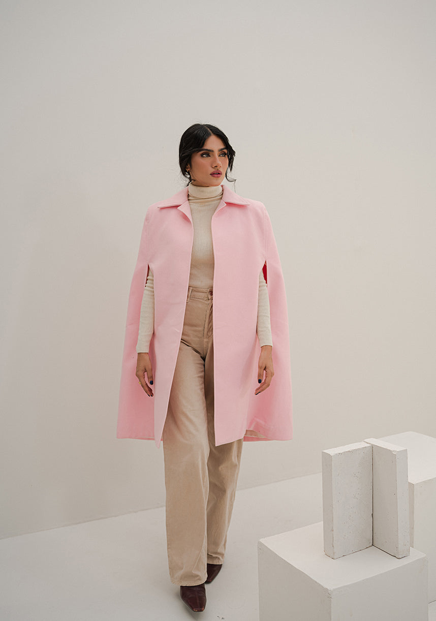 Fixation - Cameo Pink Wool Cape