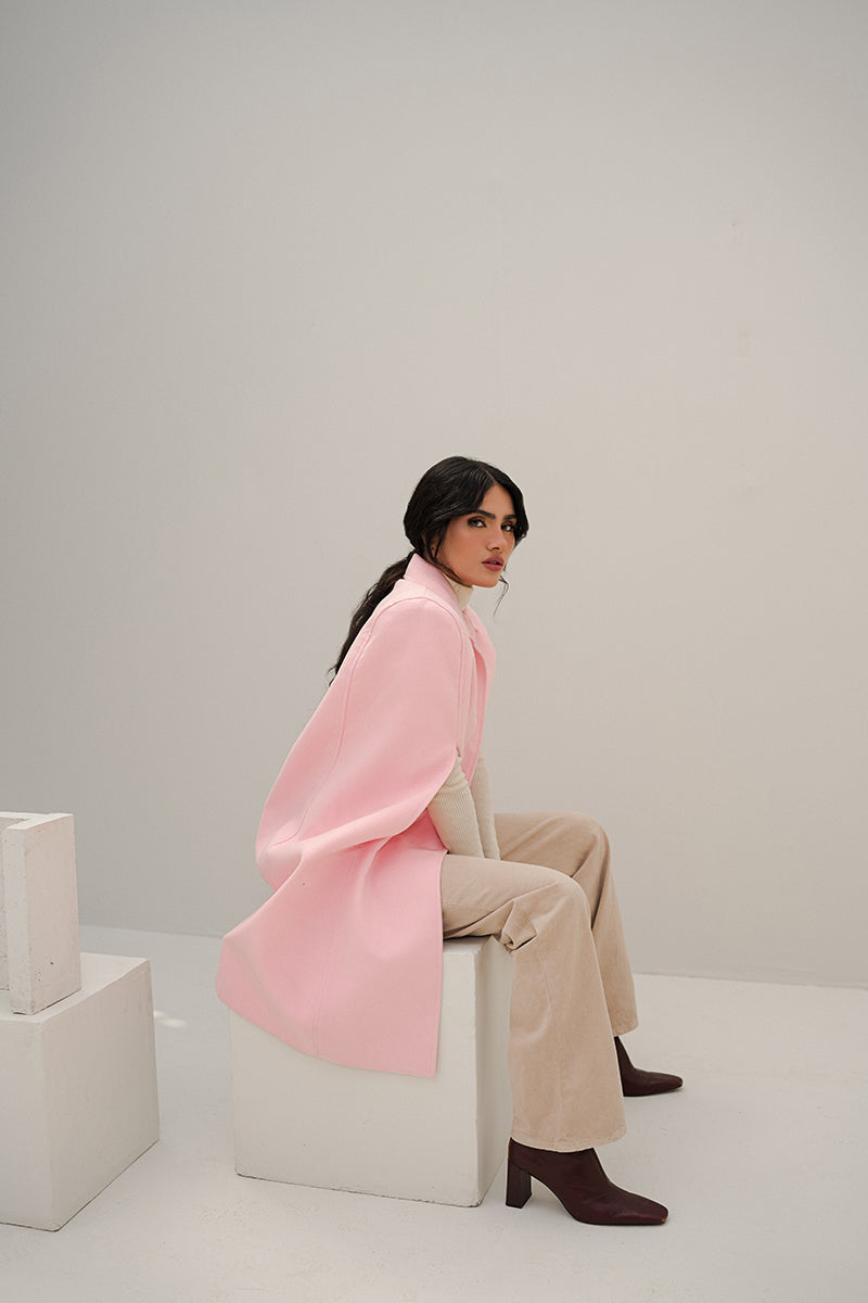 Fixation - Cameo Pink Wool Cape