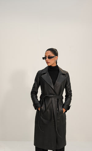 Rive - Black Long Leather Coat
