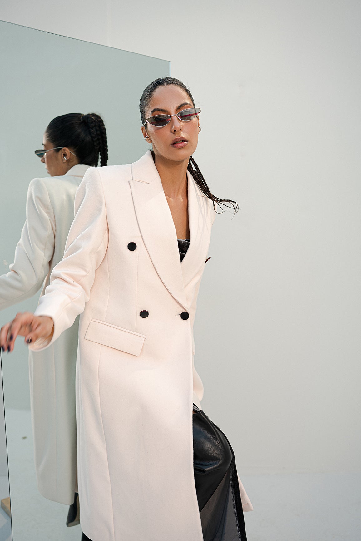 Trouble - White Wool Coat Women