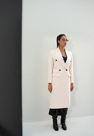 Trouble - White Wool Coat Women