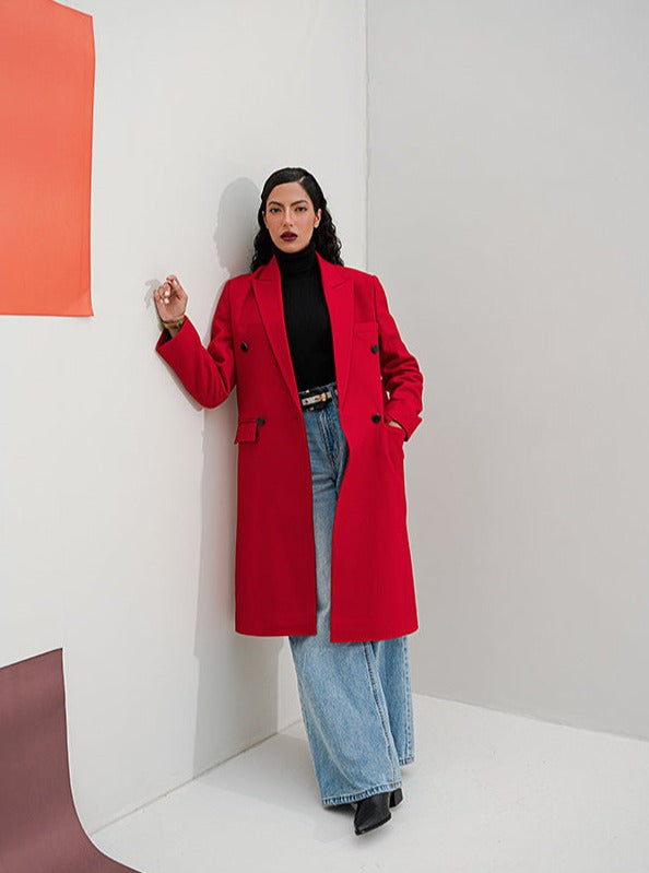 Very Obsessed - Carnelian Red Wool Coat