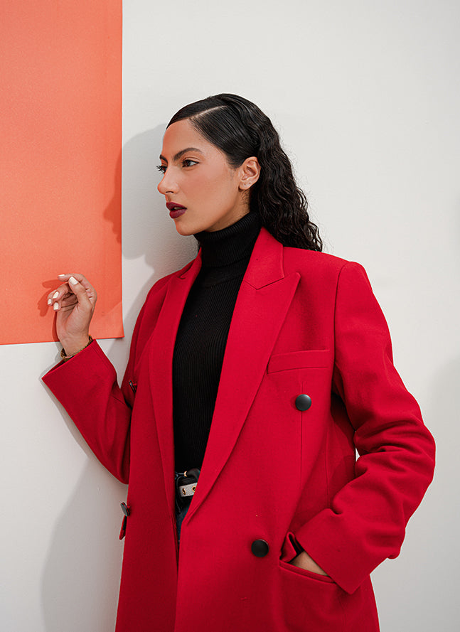 Very red coat sale