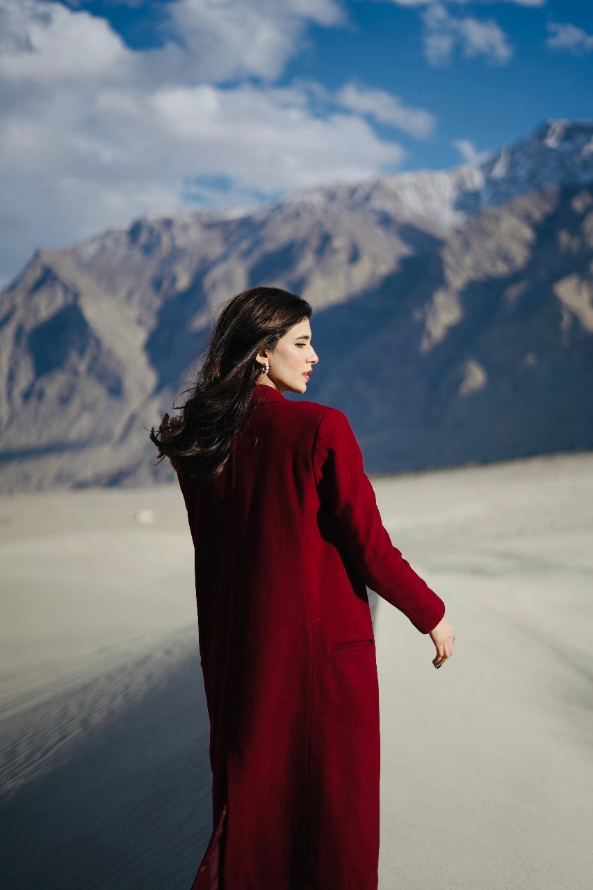 The Desert Rose - Deep Burgundy Long Coat